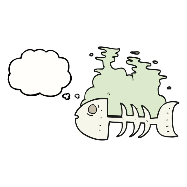 バブルの漫画の魚の骨を考えた — ストックベクタ