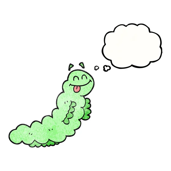 Thought bubble textured cartoon caterpillar — Stock Vector
