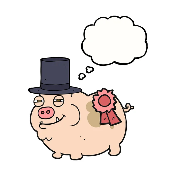 Мысль пузыря мультяшный приз свиньи — стоковый вектор