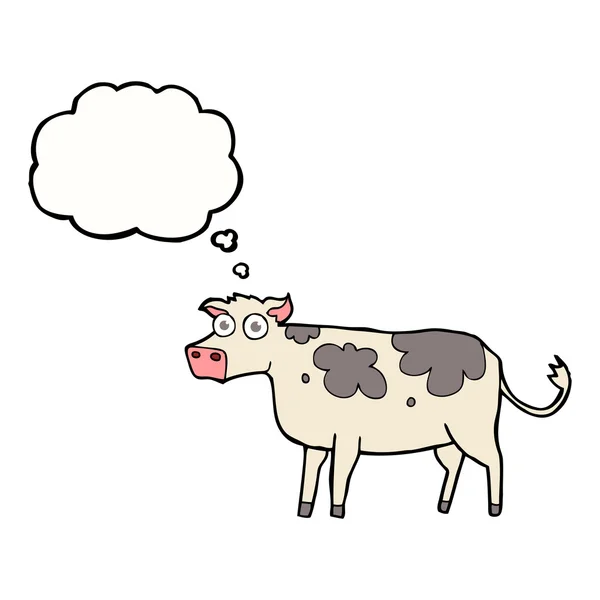Думала бульбашкова мультяшна корова — стоковий вектор