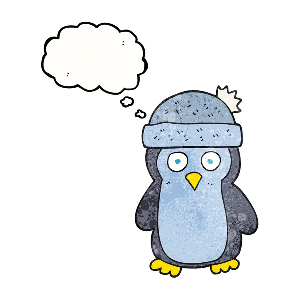 Bolla pensiero strutturato pinguino cartone animato — Vettoriale Stock