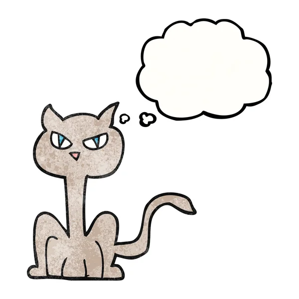 Pensée bulle texturé dessin animé chat en colère — Image vectorielle