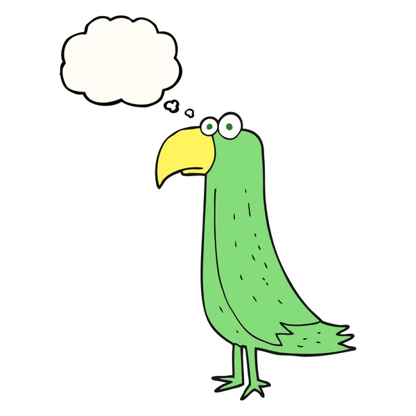 Pensamento bolha cartoon papagaio — Vetor de Stock