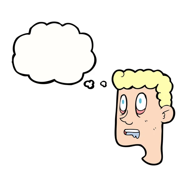 Pensée bulle dessin animé regardant homme baver — Image vectorielle