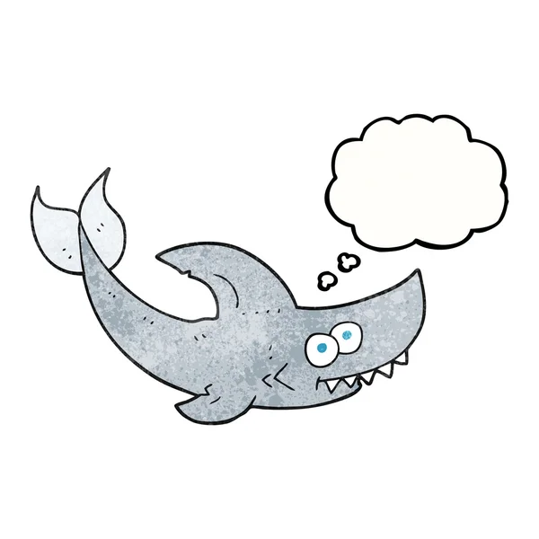 Thought bubble textured cartoon shark — Stock Vector