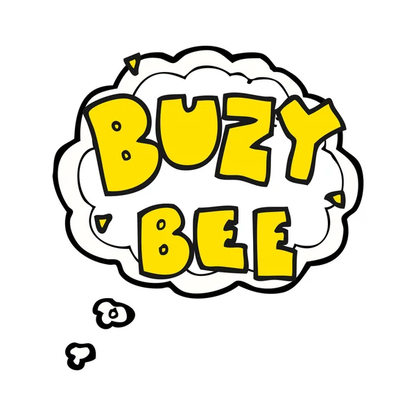 Gedankenblase Cartoon buzy Biene Text-Symbol — Stockvektor