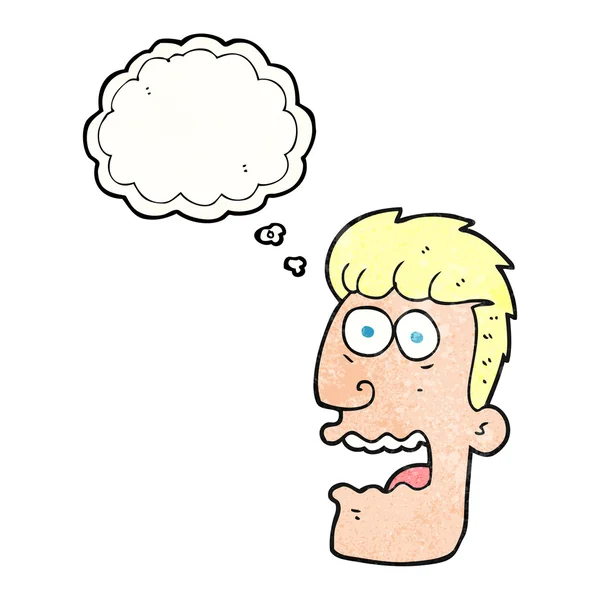 Gedachte zeepbel getextureerde cartoon geschokt man — Stockvector