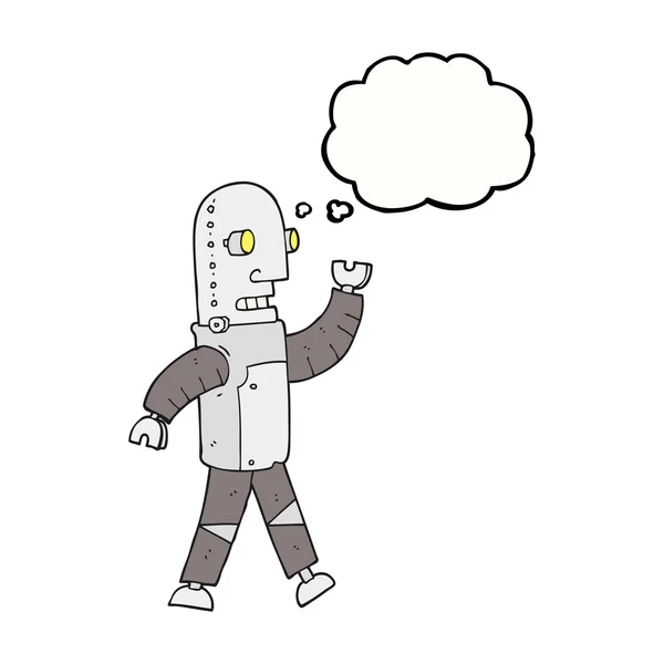 Pensée bulle dessin animé robot — Image vectorielle