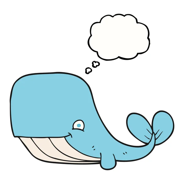 Pensamento bolha desenhos animados baleia feliz — Vetor de Stock