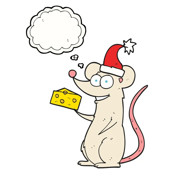 Pensée bulle dessin animé noël souris — Image vectorielle