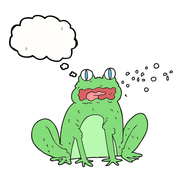 Thought bubble cartoon burping frog — Stock Vector