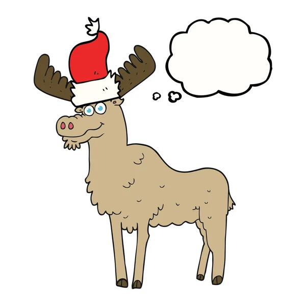 Thought bubble cartoon christmas moose — Stock Vector