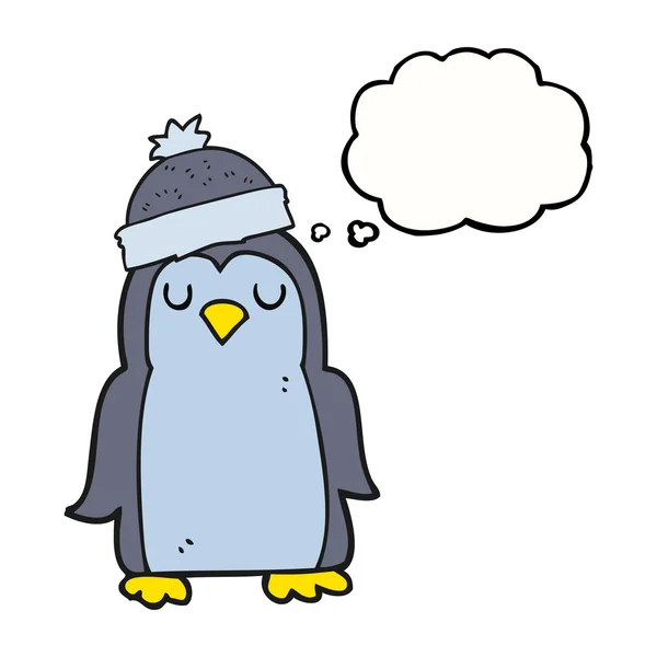 Gedachte zeepbel cartoon pinguïn — Stockvector
