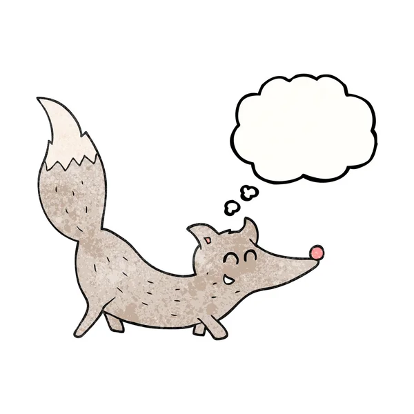 Thought bubble textured cartoon little wolf — Stock Vector
