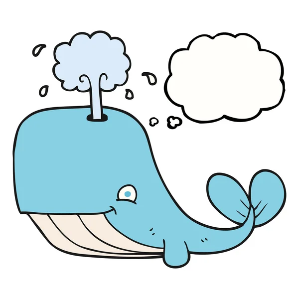 Pensamiento burbuja dibujos animados ballena chorro de agua — Archivo Imágenes Vectoriales