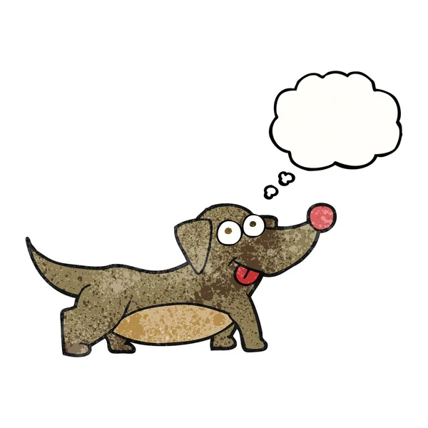 Gedankenblase texturierte Karikatur glücklicher kleiner Hund — Stockvektor