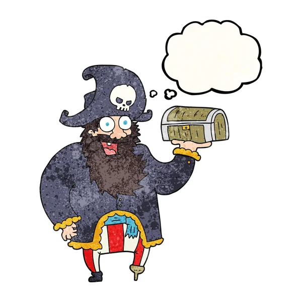 Мультфильм о пиратском капитане с казначейством — стоковый вектор