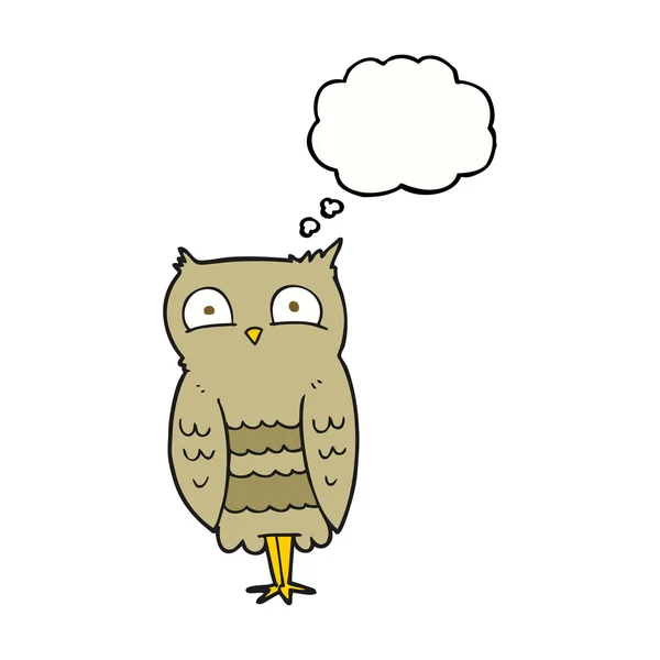 Düşünce kabarcık karikatür baykuş — Stok Vektör