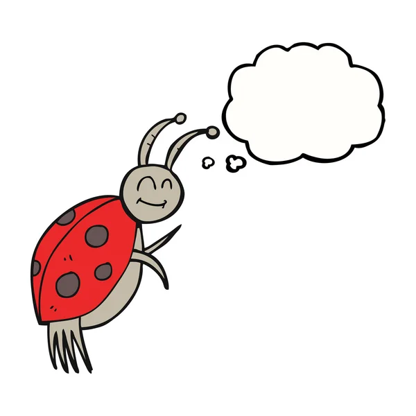 Düşünce kabarcık karikatür uğur böceği — Stok Vektör