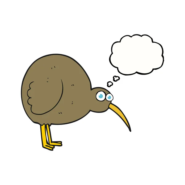 Pensiero bolla cartone animato uccello kiwi — Vettoriale Stock