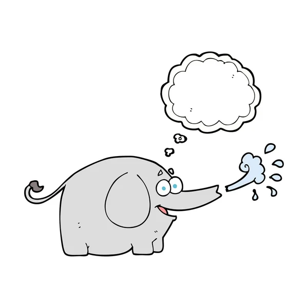 Thought bubble cartoon elephant squirting water — Stock Vector