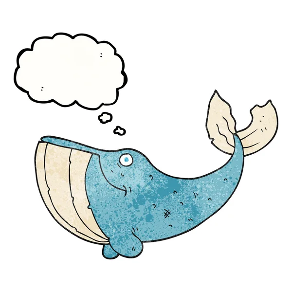 Pensée bulle texturé dessin animé baleine — Image vectorielle