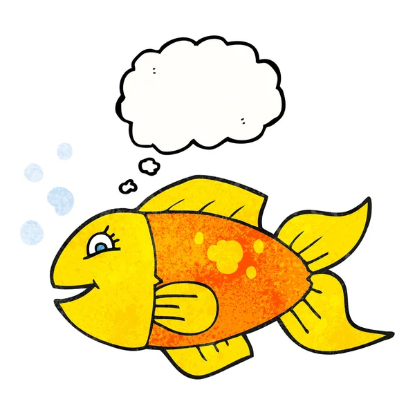 Thought bubble textured cartoon fish — Stock Vector
