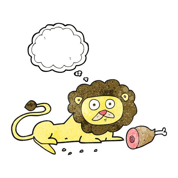 Pensamiento burbuja texturizado león de dibujos animados — Archivo Imágenes Vectoriales