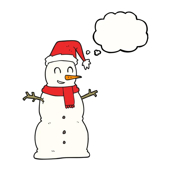 Pensamiento burbuja dibujos animados muñeco de nieve — Archivo Imágenes Vectoriales