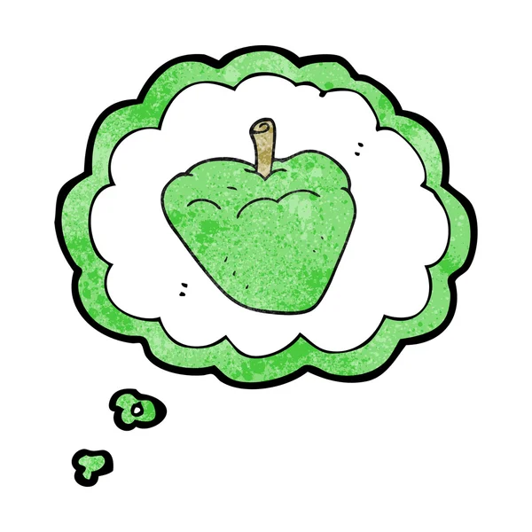 Thought bubble textured cartoon organic apple — Stock Vector