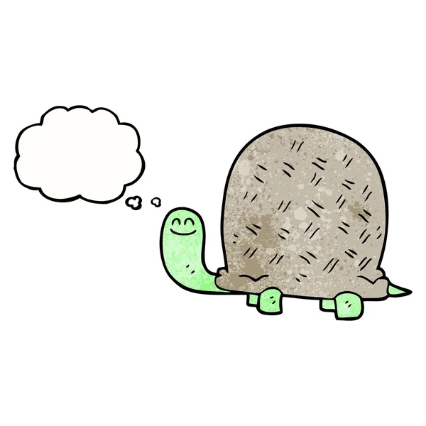 Pensamento bolha texturizado desenho animado tartaruga — Vetor de Stock