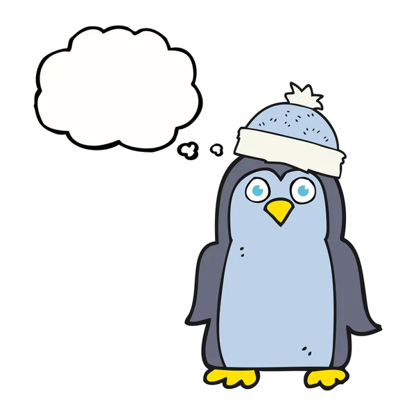 Gedachte zeepbel cartoon pinguïn — Stockvector