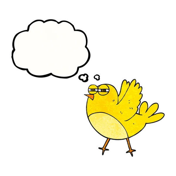 Pensamiento burbuja textura dibujos animados pájaro — Vector de stock