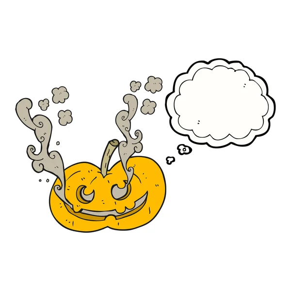 Gedachte zeepbel cartoon halloween pompoen — Stockvector