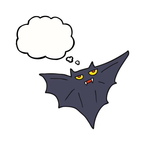 Pensamiento burbuja dibujos animados halloween bat — Vector de stock