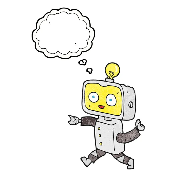 Pensée bulle texturé dessin animé petit robot — Image vectorielle