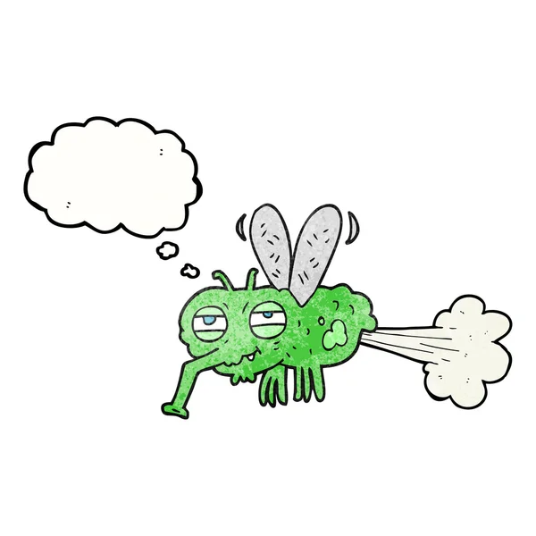 Gondolta buborék texturált rajzfilm bruttó fing fly — Stock Vector