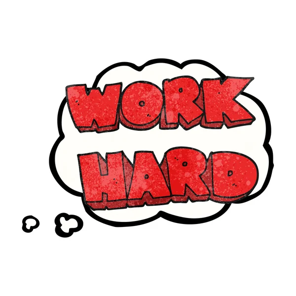 Hard werk-symbool van de gedachte bubble-getextureerde cartoon — Stockvector