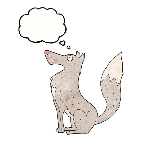Pensée bulle texturé dessin animé loup — Image vectorielle