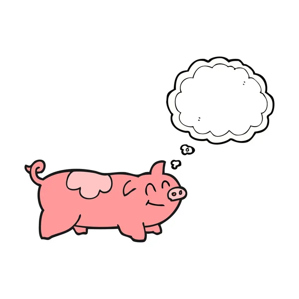 Pensiero bolla cartone animato maiale — Vettoriale Stock