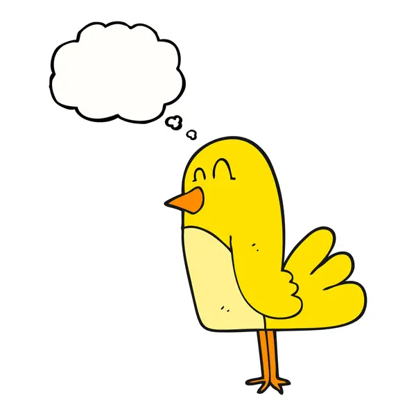 Pensamento bolha desenho animado pássaro — Vetor de Stock