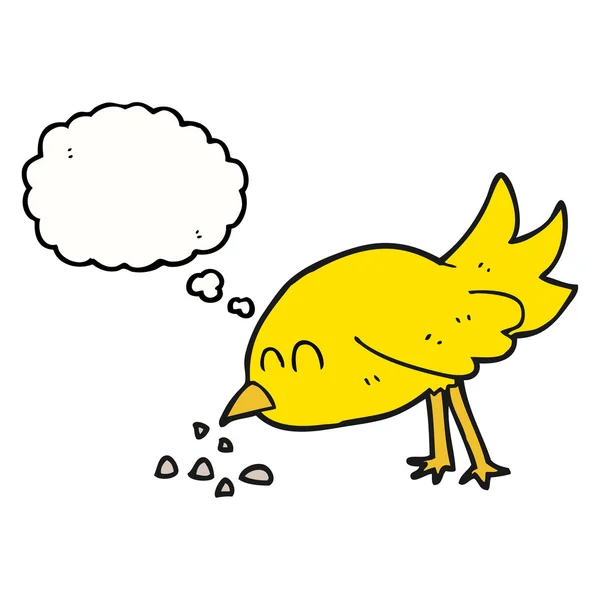 Trodde bubble tecknade fågeln picka frön — Stock vektor