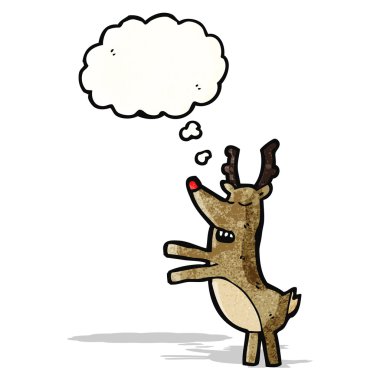karikatür Ren geyiği ile düşünce balonu