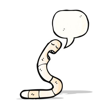 Konuşma baloncuklu çizgi film solucanı