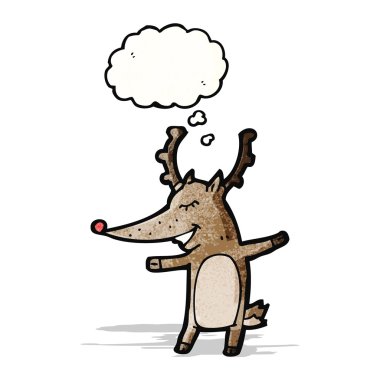 karikatür Ren geyiği ile düşünce balonu