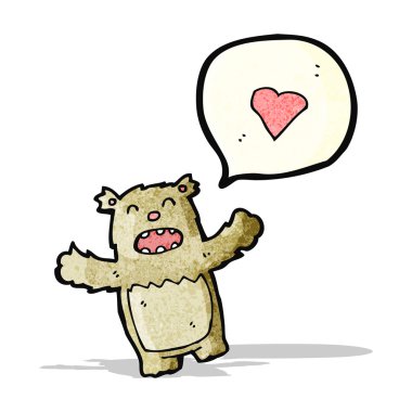 karikatür ayıcığı aşk dolu bir kalple