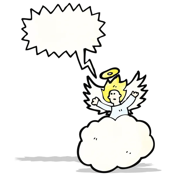 Engel op wolk met tekstballon — Stockvector