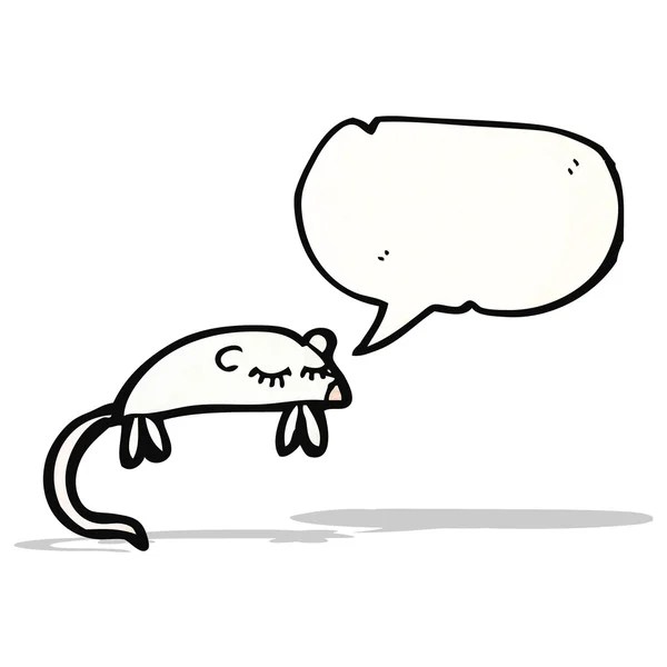 Cartone animato topo bianco con bolla vocale — Vettoriale Stock