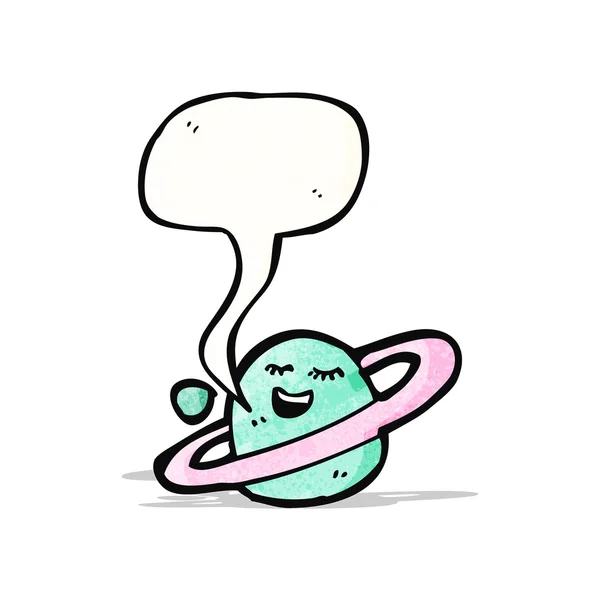 Cartoon planeet met tekstballon — Stockvector