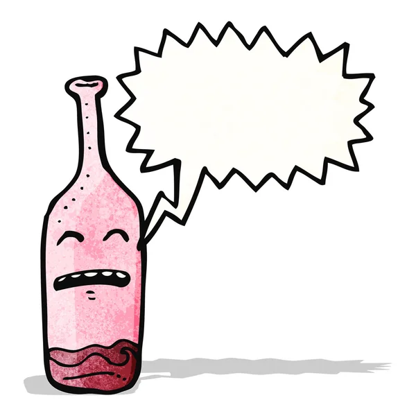 Bouteille de vin dessin animé avec visage — Image vectorielle